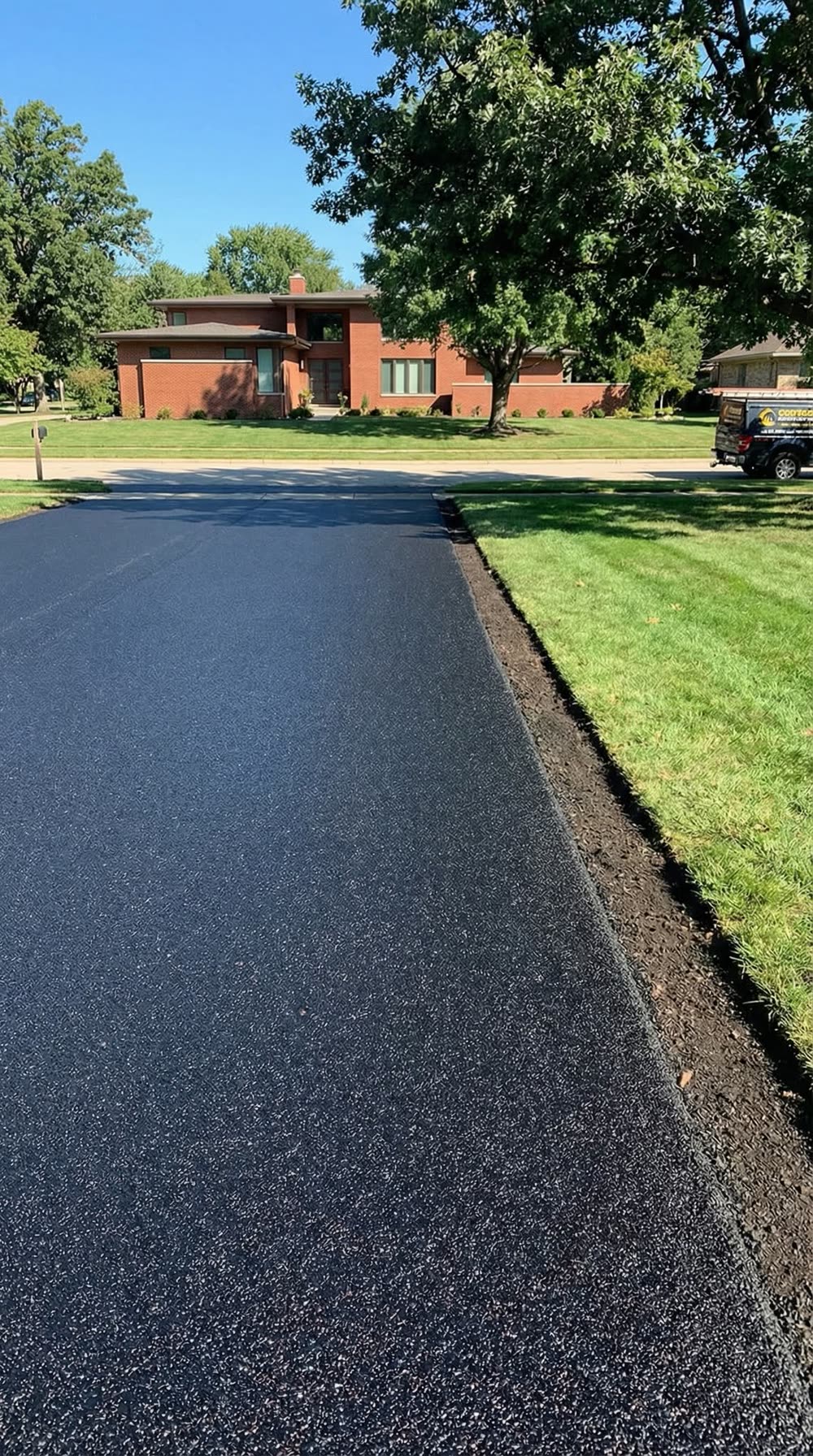 The same driveway after Cornell's laid a smooth new jet-black surface
